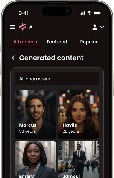 Image generation - AI companion app screen